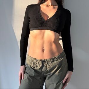 Bershka Black Ribbed Knit Top